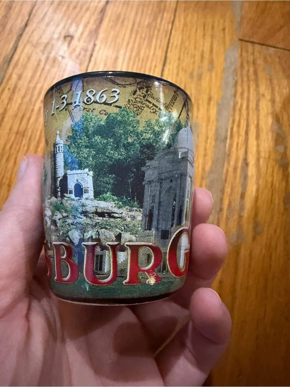Gettysburg Patriotic Shot Glass with Vintage Print